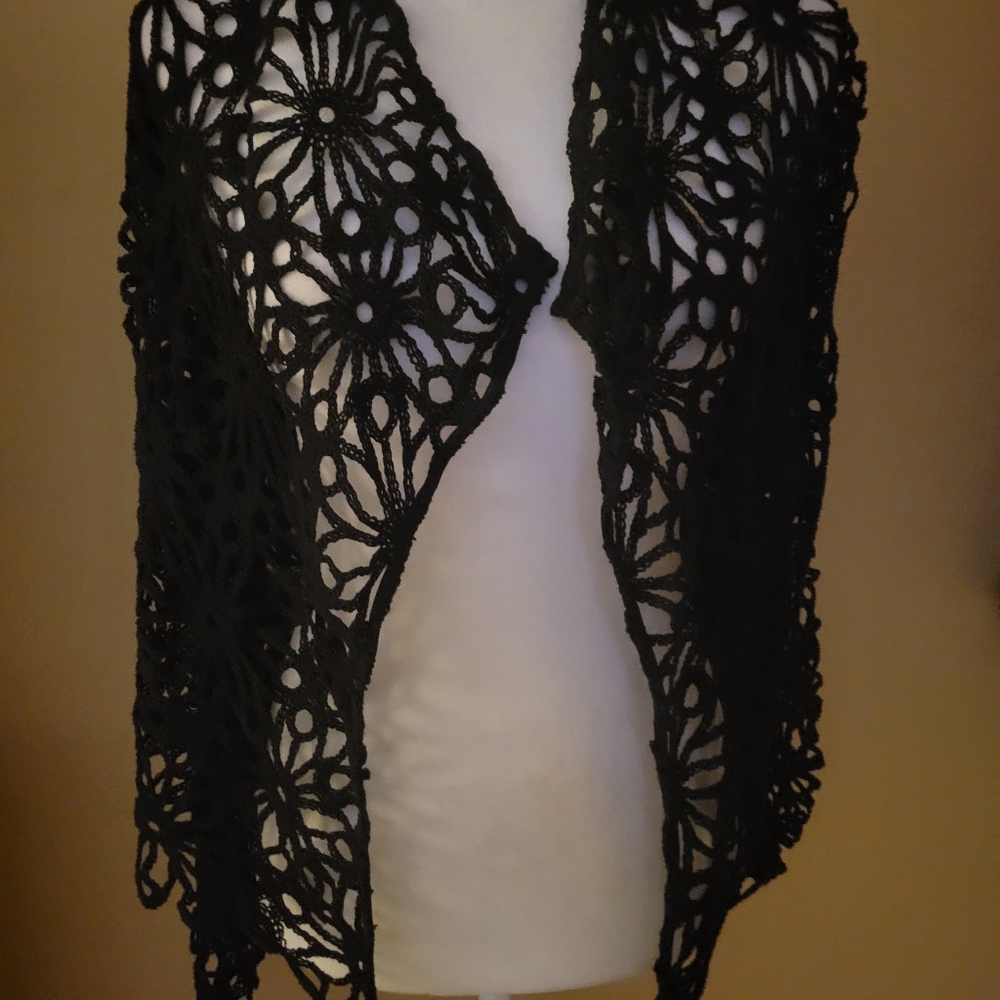 Express Women's Black Cardigan Crochet Long Sleeve NWT Sz SM  $12 - Picture 8 of 9